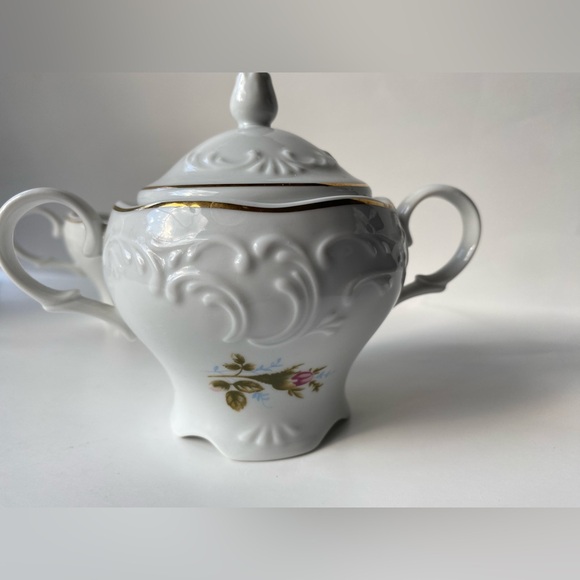 Vintage Manuet Poland - Vienna Rose Sugar Bowl & Creamer - Picture 8 of 11